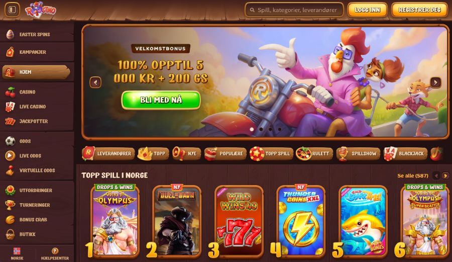 Roostino forside med bonus