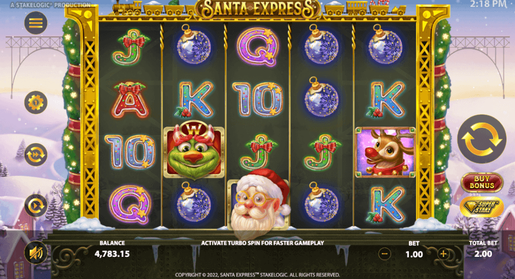 Spilleautomaten Santa Express av Stakelogic