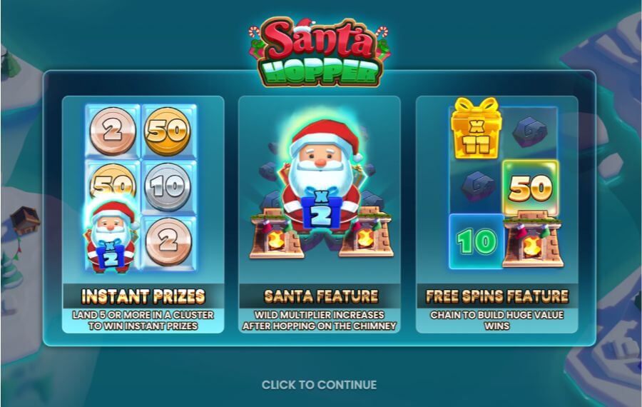 Introbilde på spilleautomaten Santa Hopper fra Push Gaming