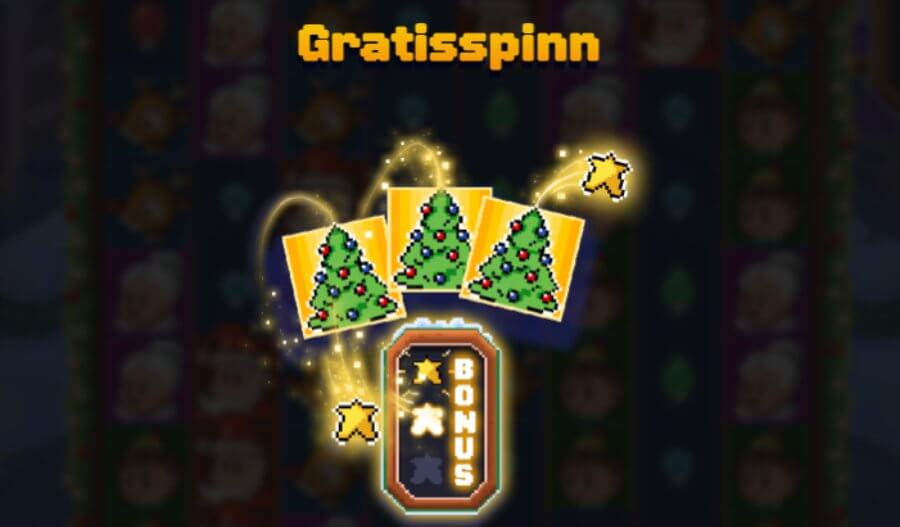 Ved å få 3 juletre-symboler aktiverer du 5 free spins på spilleautomaten Santa's Stack Dream Drop