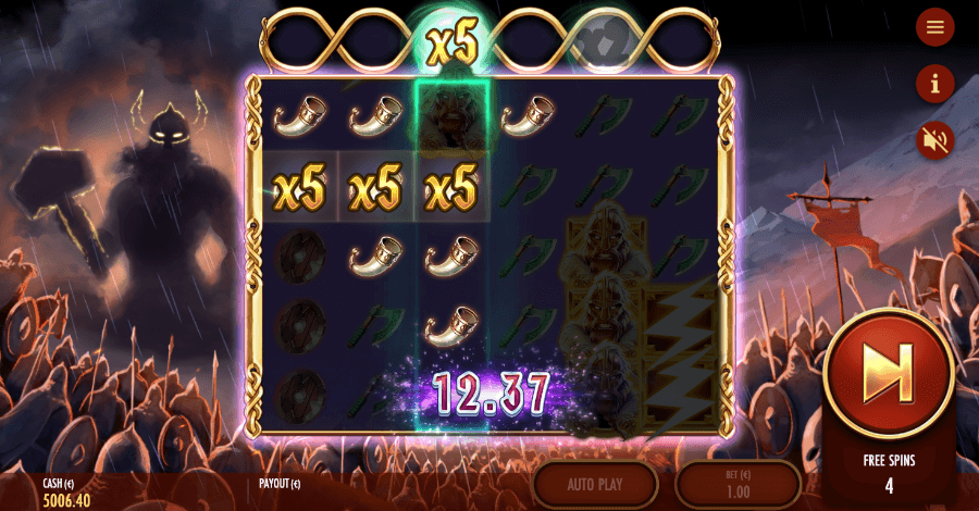 Free spins med Feature Row på spilleautomaten Second Thunder