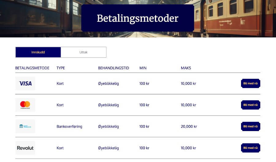 Noen betalingsmetoder hos SlotExpress