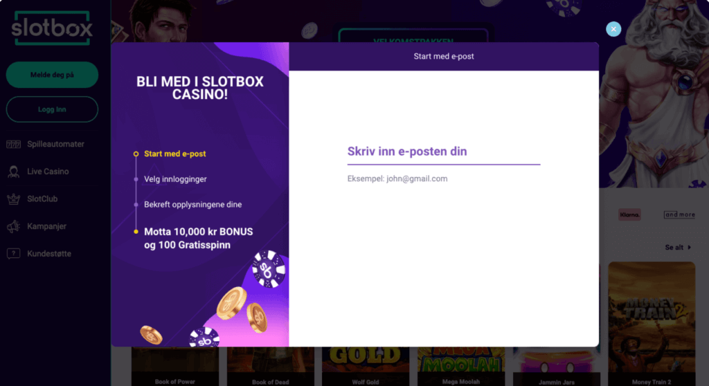 registrere konto hos slotbox