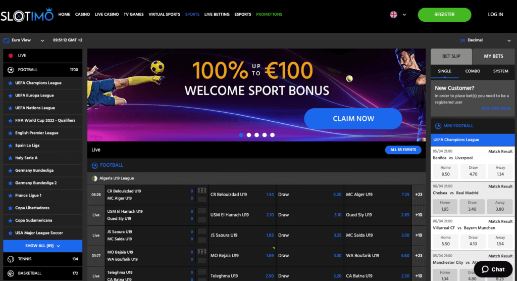 Slotimo har også en egen sportsbook