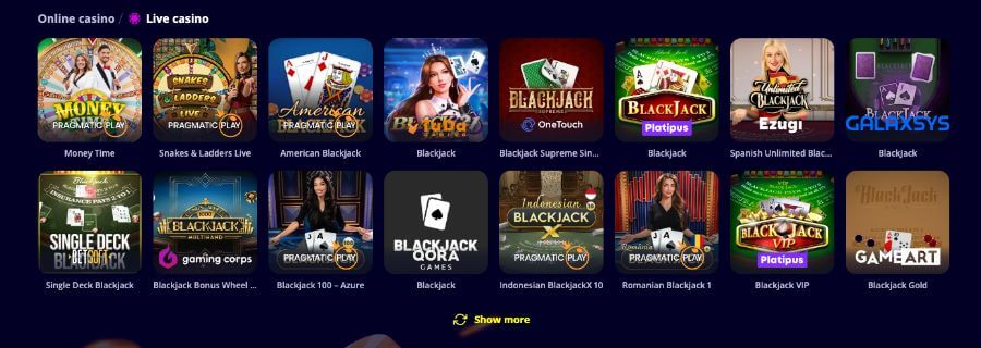 Slotoro har et live casino med klassiske bordspill og live game show-spill