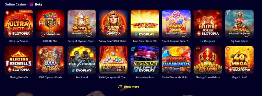 Slotoro har et interessant utvalg av spilleautomater og andre casinospill