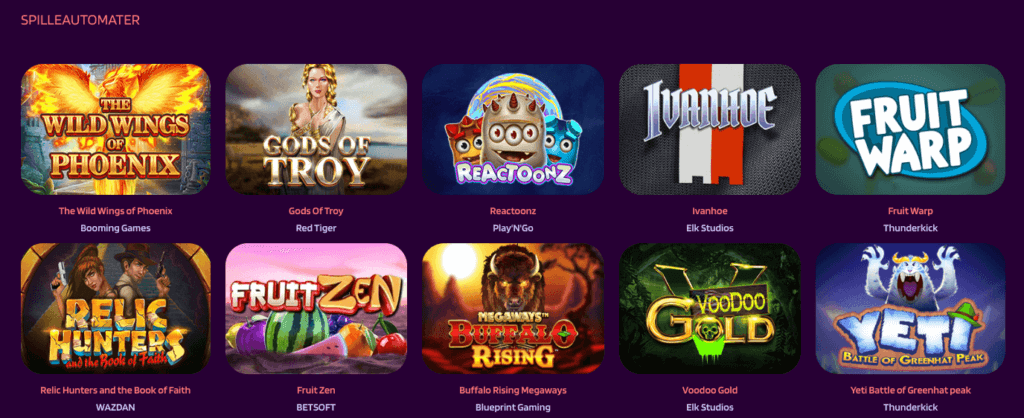 Spilleautomater hos nettcasinoet Slotparadise
