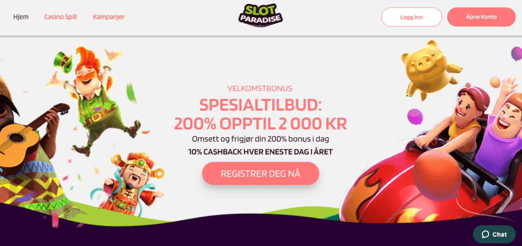 Slotparadise har en herlig velkomstbonus på 200%