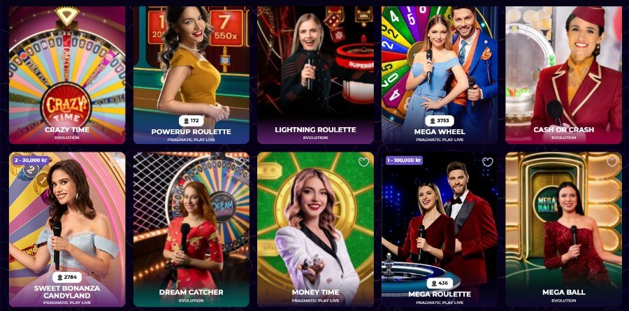 SlotsDJ har et live casino med klassiske bordspill og live game show-spill