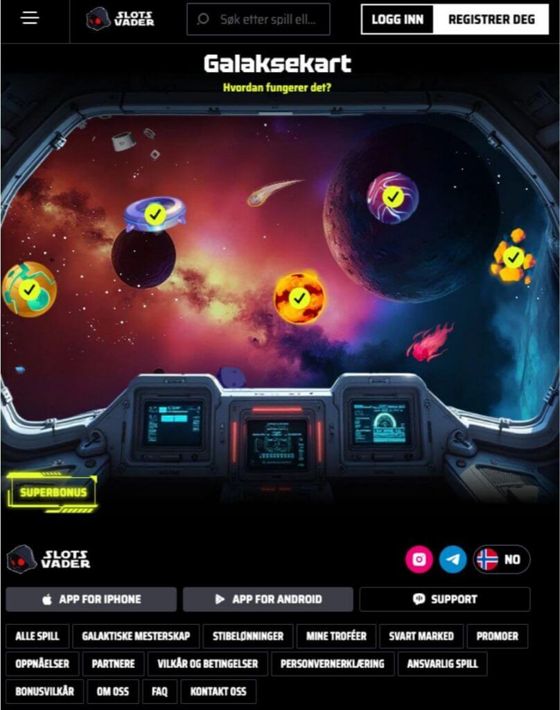 SlotsVader har også et brukervennlig mobilcasino