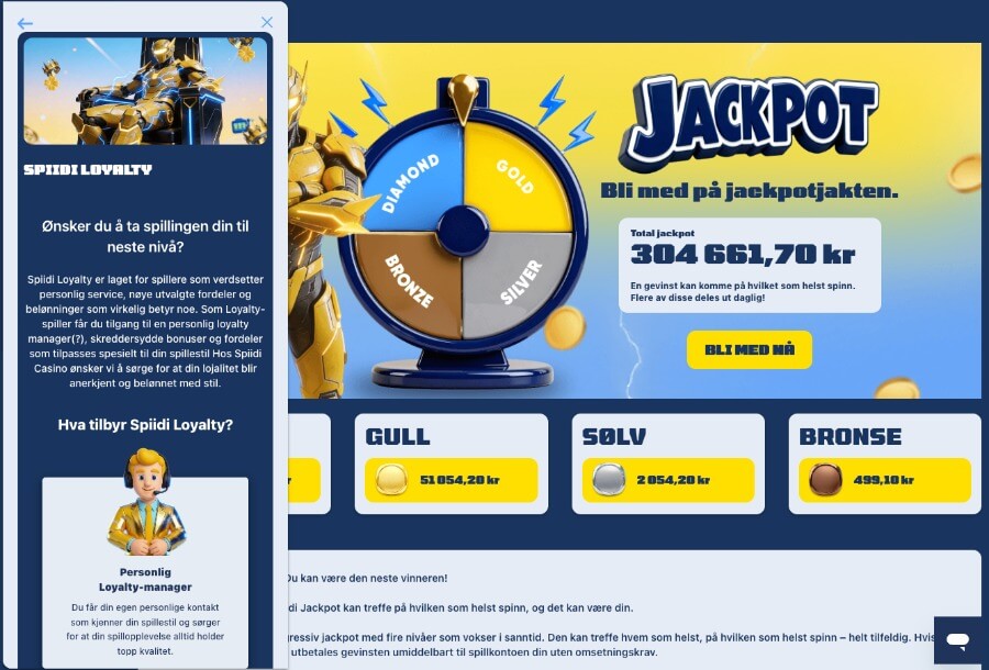 Spiidi har et VIP-program med flere nivåer som er avhengig av spillaktiviteten din
