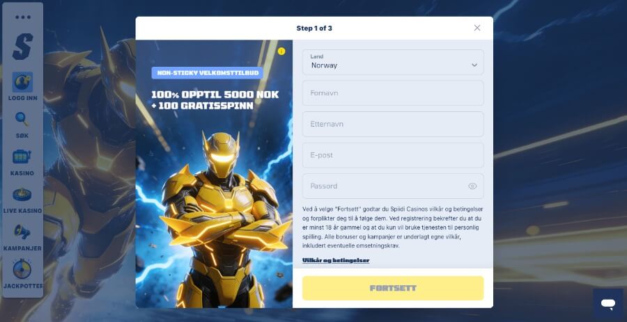 Spiidi registreringsprosess