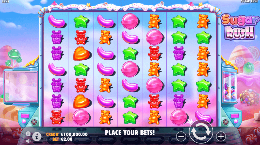 Sugar Rush er en spilleautomat som er volatil og en klassiker av Pragmatic Play