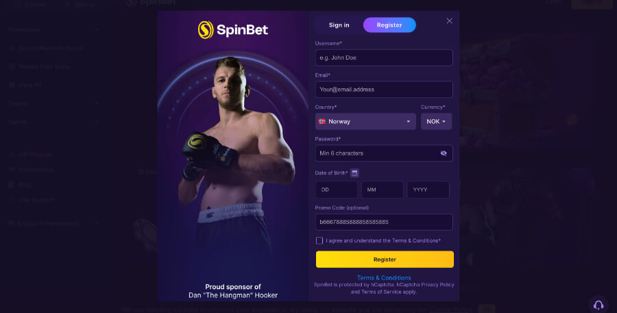 SpinBet Ny kunde