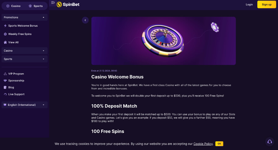 SpinBet Velkomstbonus