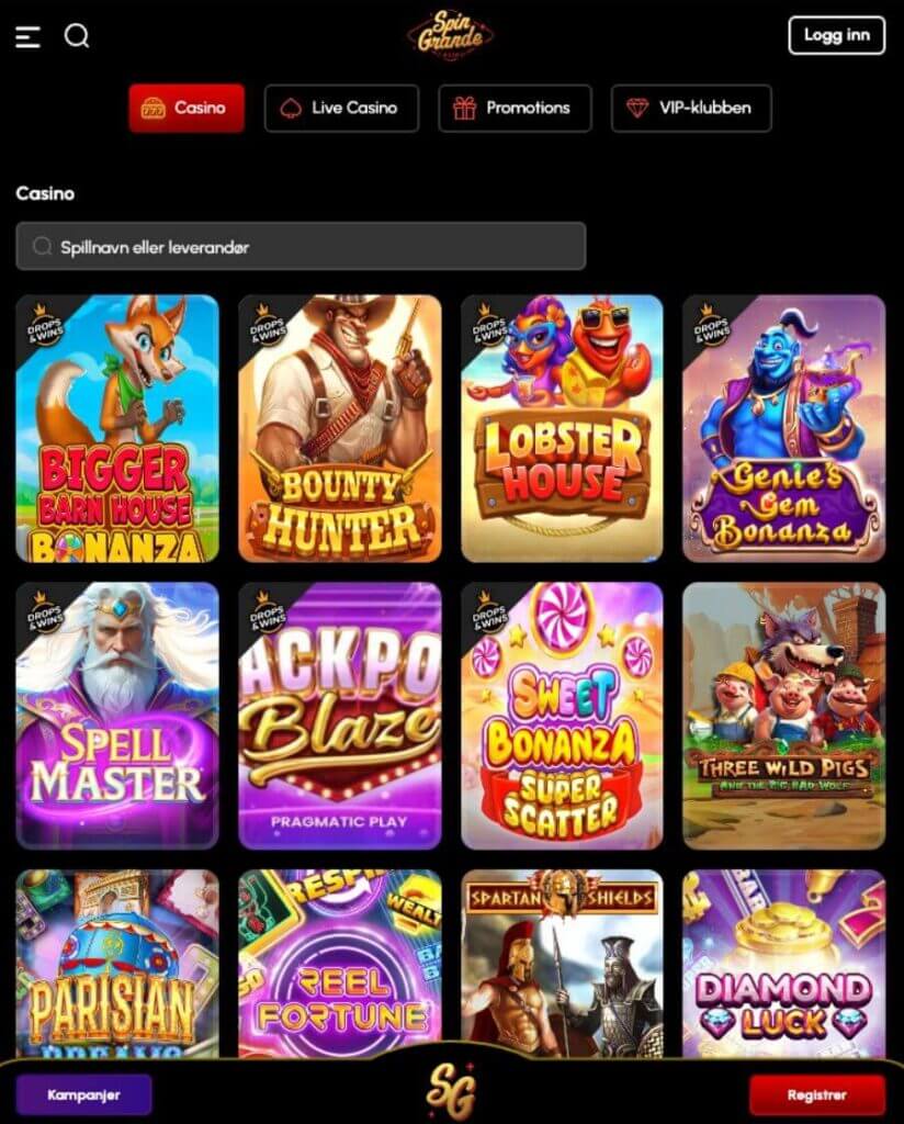 Mobilcasinoet til SpinGrande