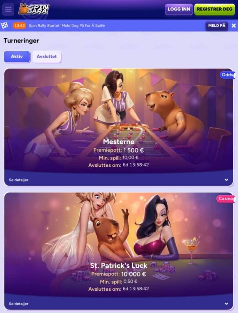 Spinbara har et mobilcasino