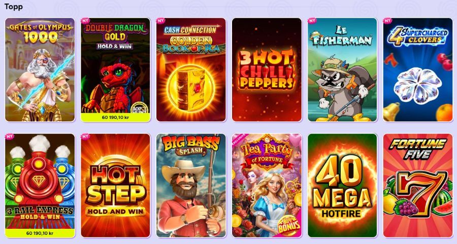 Spinbara har et utvalg av klassiske spilleautomater og andre casinospill