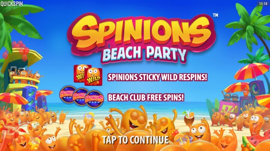 Spilleautomaten Spinions Beach Party fra Quickspin introbilde