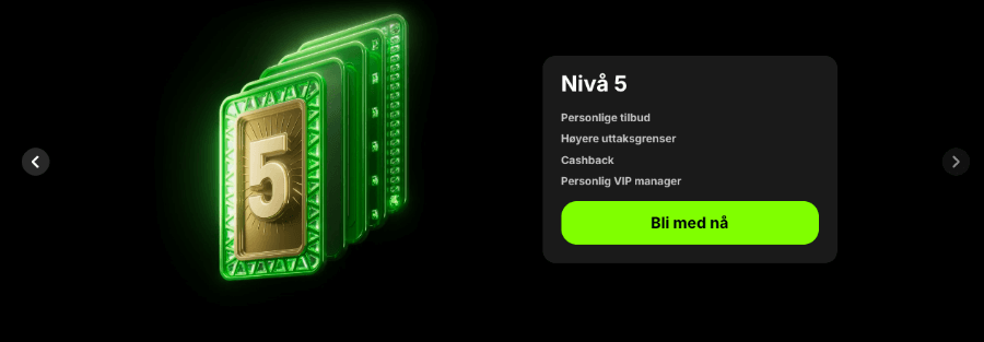 Spinit har et VIP-program med fem nivåer