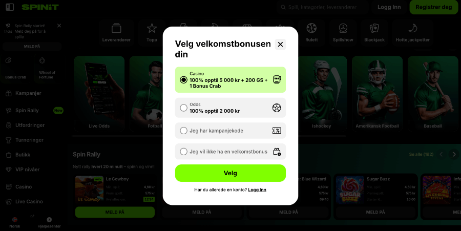 Registreringen hos Spinit