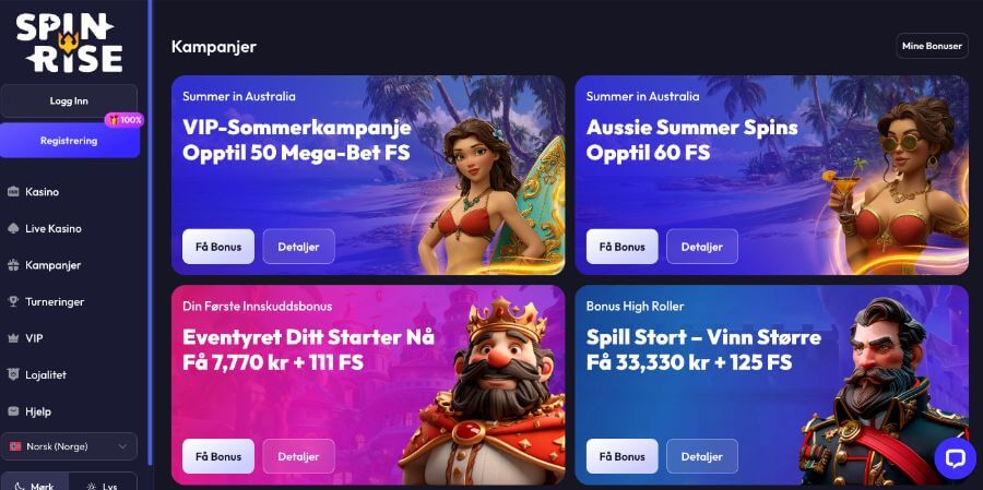 Kampanjesiden hos Spinrise
