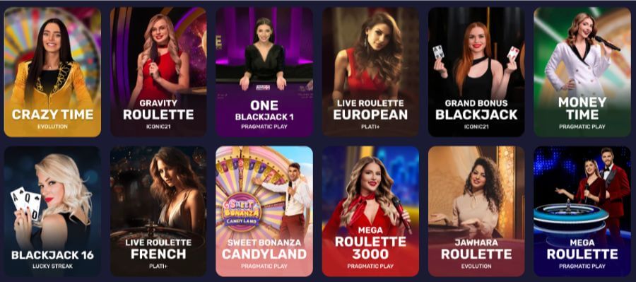 Spinrise har et live casino med klassiske bordspill og live game show-spill