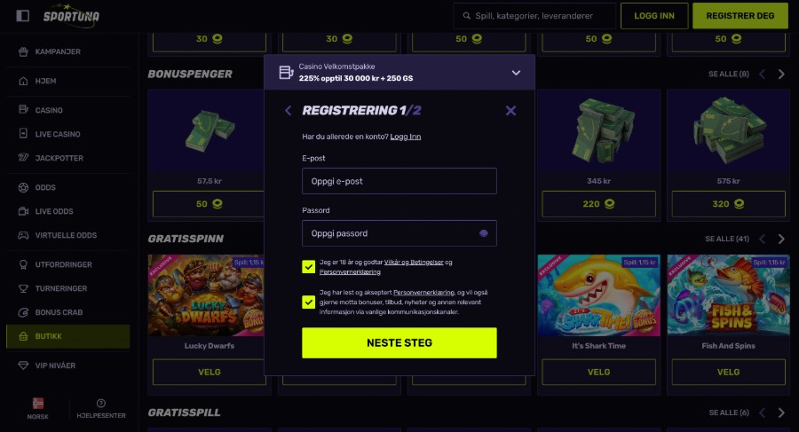 Sportuna Registring
