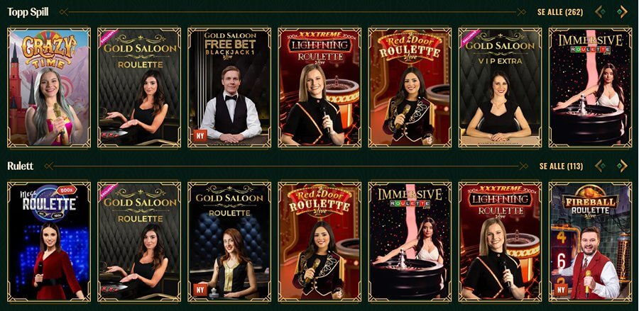 Spybet har et live casino med klassiske bordspill og live game show-spill