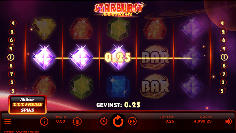 Starburst XXXtreme - symbolkombinasjon