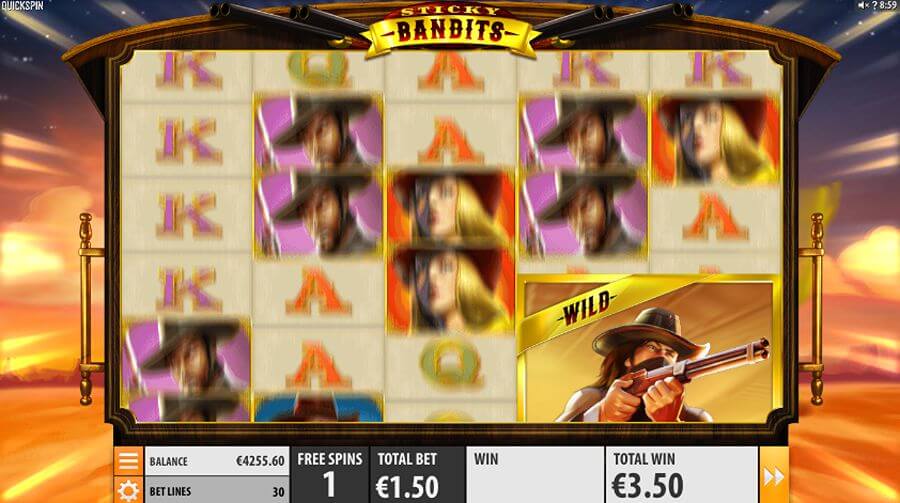 Free spins på spilleautomaten Sticky Bandits