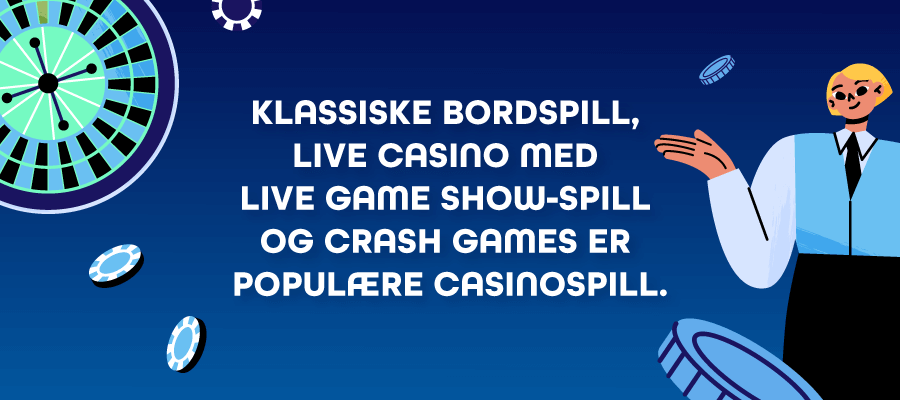 Det er stor variasjon av casinospill hos et nettcasino