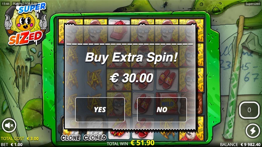 Extra Spin-funksjon på spilleautomaten Supersized