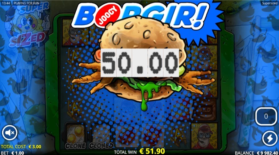 Et eksempel på en gevinst på spilleautomaten Supersized