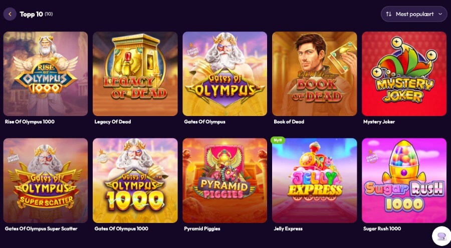 SweetReels har flere spennende spilleautomater og andre casinospill