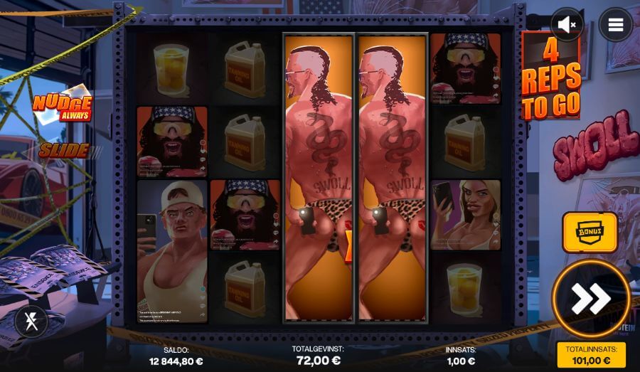 Free spins med funksjoner på spilleautomaten Swoll
