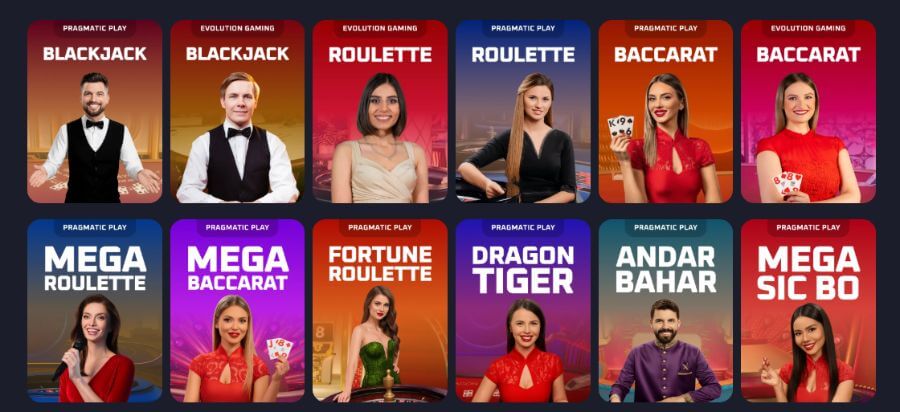 Thrill Casino har et live casino med klassiske bordspill og live game show-spill