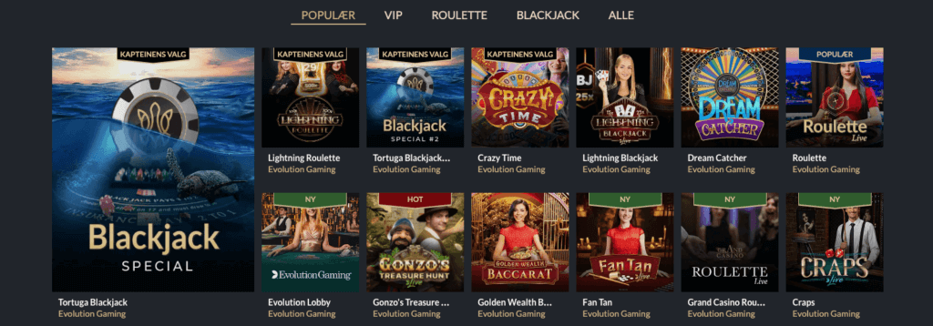 Live casino hos Tortuga Casino
