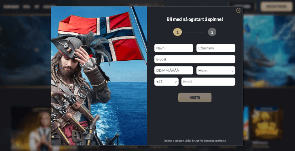 Registrering av en spillekonto hos Tortuga Casino