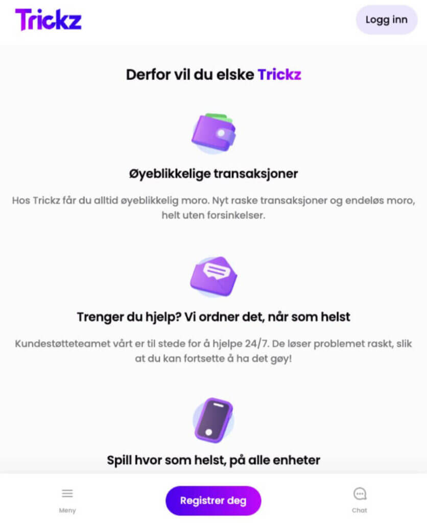 Trickz har også et brukervennlig mobilcasino
