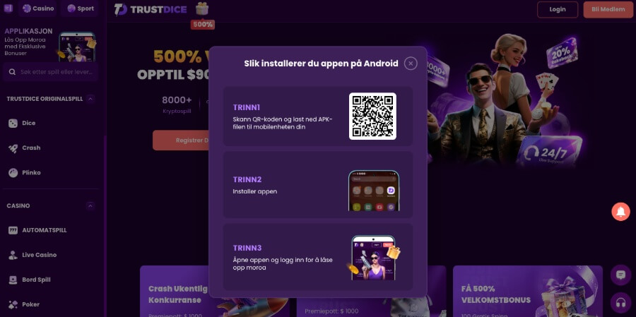 TrustDice har et mobilcasino med en app til Android