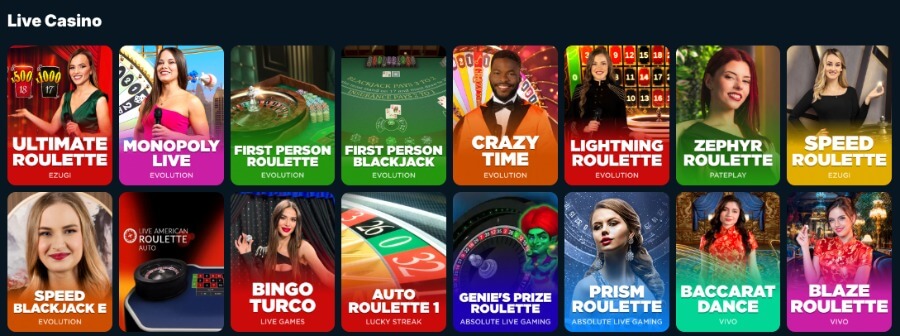 TurboSven har et live casino med klassiske bordspill og live game show-spill