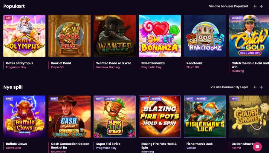 Vegasnow har et godt utvalg av klassiske spilleautomater og andre casinospill