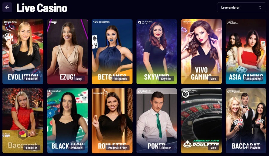 Vegaz Casino har et live casino med klassiske bordspill og live game show-spill