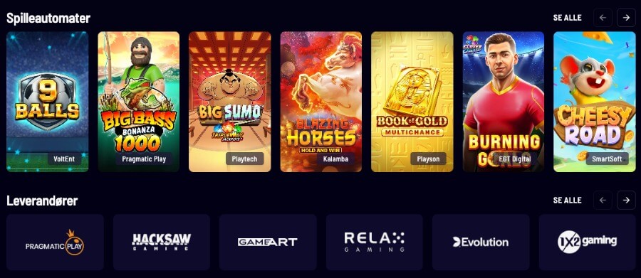 Vegaz Casino har et variert utvalg av spilleautomater og andre casinospill