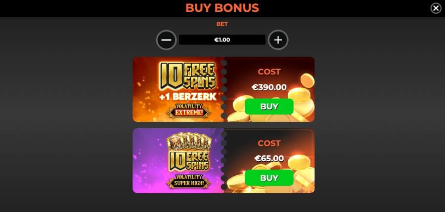 Vikings Go To Olympus bonus buy-funksjoner som du kan kjøpe