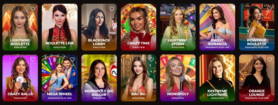 VinciSpin har et live casino med klassiske bordspill og live game show-spill