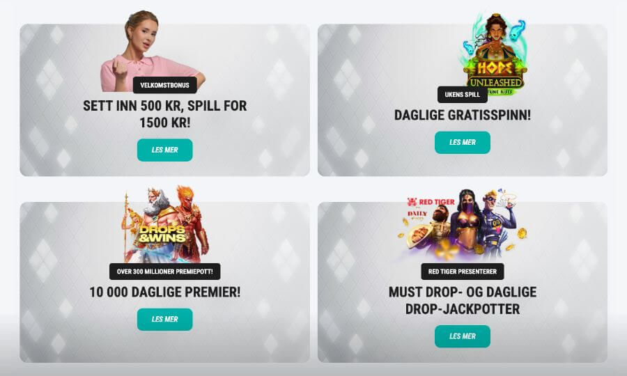 Kampanjesiden til Vinn inneholder noen tilbud