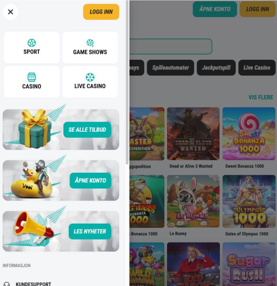 Vinn har et mobilcasino