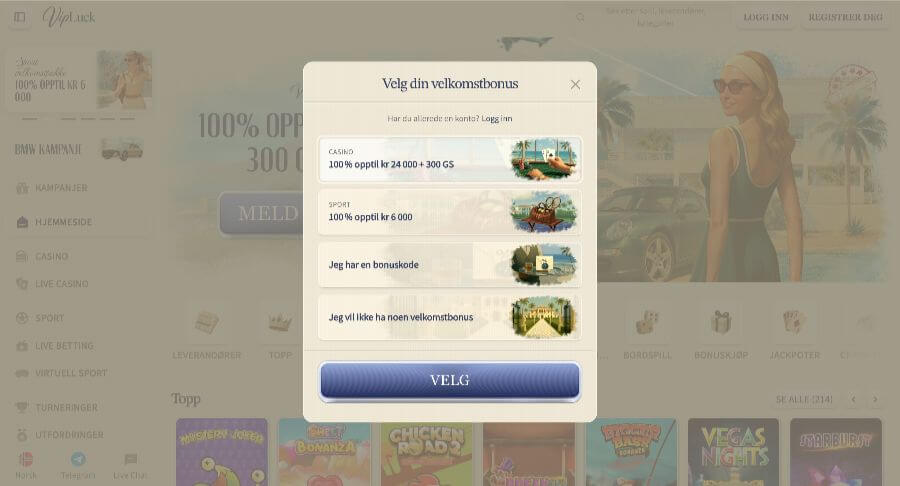 VipLuck Registrering